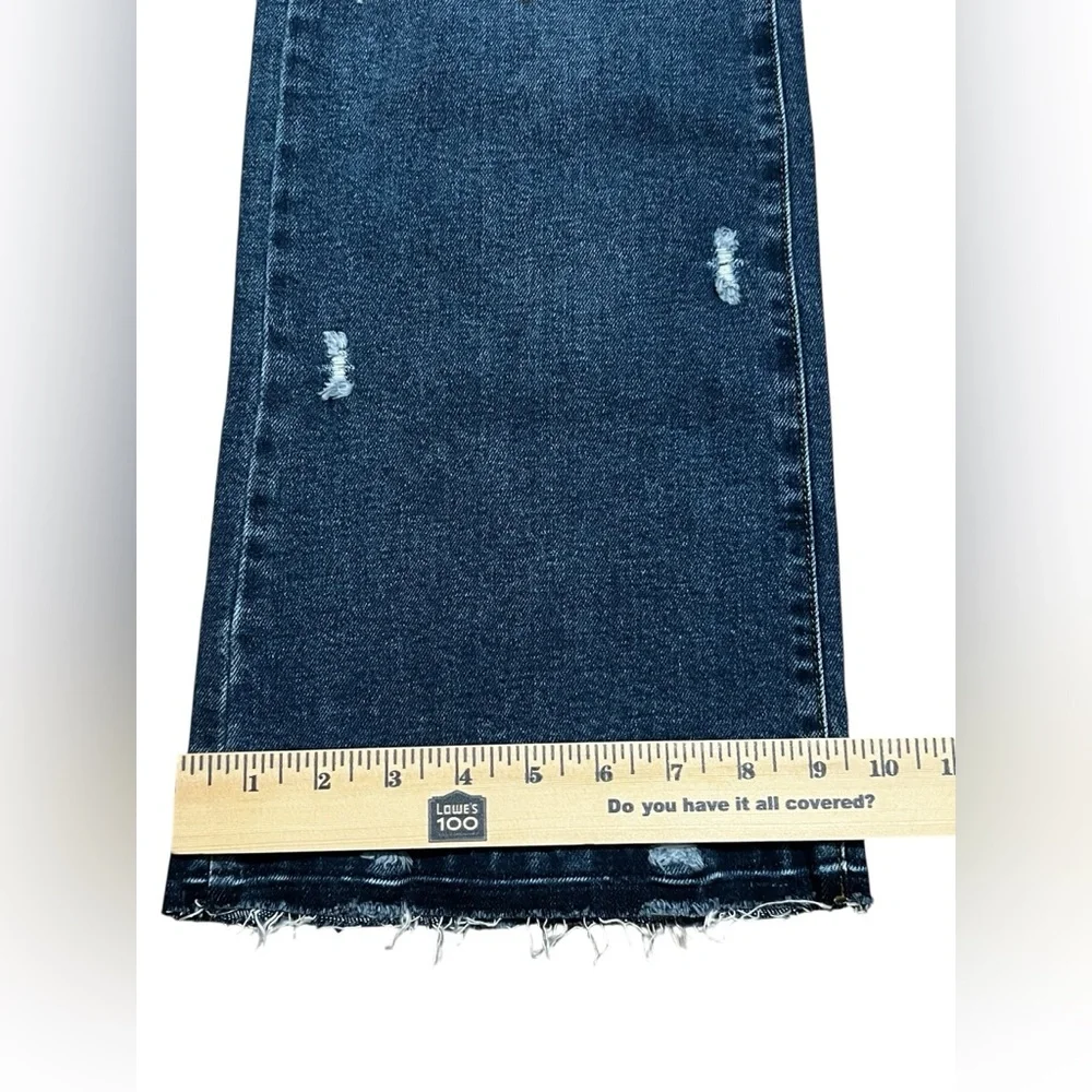First Row Men's slim Flare distressed paint Jeans Blue Denim American Flag 32X33